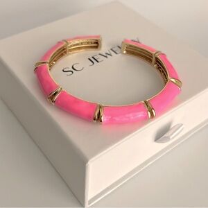 Cuff Pink Bracelet Handcrafted 22k Gold Tone Enameled Special Luxury Design